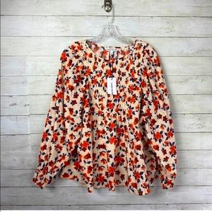 Elizabeth & James Floral Pintuck Peasant Blouse xl
